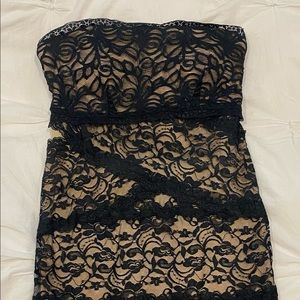Bebe Size-XS Beige with Black Lace Overlay. Sexy & Classy!